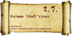 Kulman Tibériusz névjegykártya